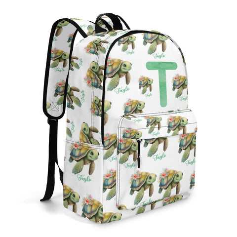 Image of Personalized Kids Backpack and Lunch Box Set, Custom Initial Name Sea Turlte Backpack With Vertical Lunch Box, School Backpacks Matching Set