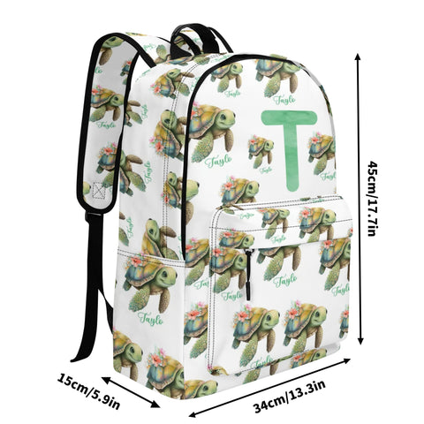 Image of Personalized Kids Backpack and Lunch Box Set, Custom Initial Name Sea Turlte Backpack With Vertical Lunch Box, School Backpacks Matching Set