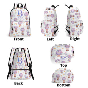 Personalized Kids Backpack and Lunch Box Set, Custom Initial Hot Air Balloon Backpack With Vertical Lunch Box, School Backpacks Matching