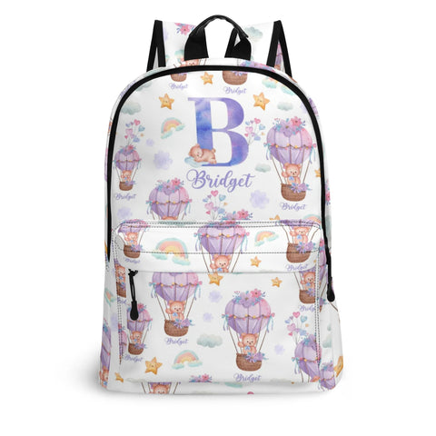 Image of Personalized Kids Backpack and Lunch Box Set, Custom Initial Hot Air Balloon Backpack With Vertical Lunch Box, School Backpacks Matching