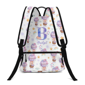 Personalized Kids Backpack and Lunch Box Set, Custom Initial Hot Air Balloon Backpack With Vertical Lunch Box, School Backpacks Matching