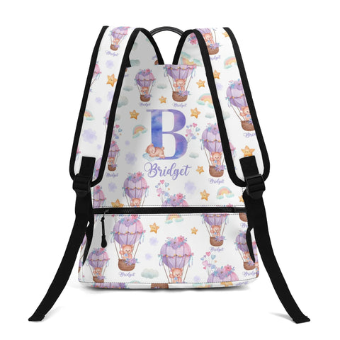 Image of Personalized Kids Backpack and Lunch Box Set, Custom Initial Hot Air Balloon Backpack With Lunch Box, School Backpacks Matching Combo