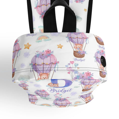 Image of Personalized Kids Backpack and Lunch Box Set, Custom Initial Hot Air Balloon Backpack With Vertical Lunch Box, School Backpacks Matching