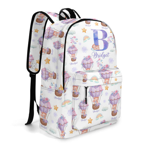 Image of Personalized Kids Backpack and Lunch Box Set, Custom Initial Hot Air Balloon Backpack With Vertical Lunch Box, School Backpacks Matching