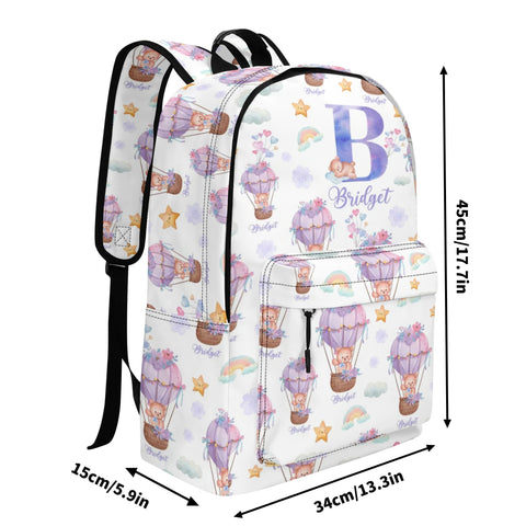 Image of Personalized Kids Backpack and Lunch Box Set, Custom Initial Hot Air Balloon Backpack With Vertical Lunch Box, School Backpacks Matching