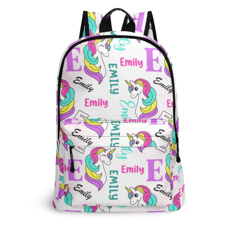 Image of Personalized Kids Backpack and Lunch Box Set, Custom Unicorn Girls Pattern Backpack With Vertical Lunch Box, School Backpacks Matching