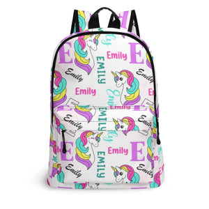 Personalized Kids Backpack and Lunch Box Set, Custom Unicorn Girls Pattern Backpack With Vertical Lunch Box, School Backpacks Matching