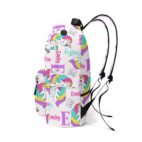 Image of Personalized Kids Backpack and Lunch Box Set, Custom Unicorn Girls Pattern Backpack With Vertical Lunch Box, School Backpacks Matching