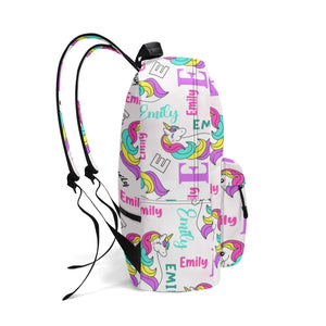 Personalized Kids Backpack and Lunch Box Set, Custom Unicorn Girls Pattern Backpack With Vertical Lunch Box, School Backpacks Matching