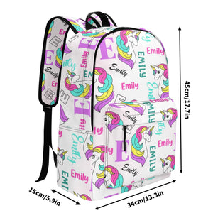 Personalized Kids Backpack and Lunch Box Set, Custom Unicorn Girls Pattern Backpack With Vertical Lunch Box, School Backpacks Matching