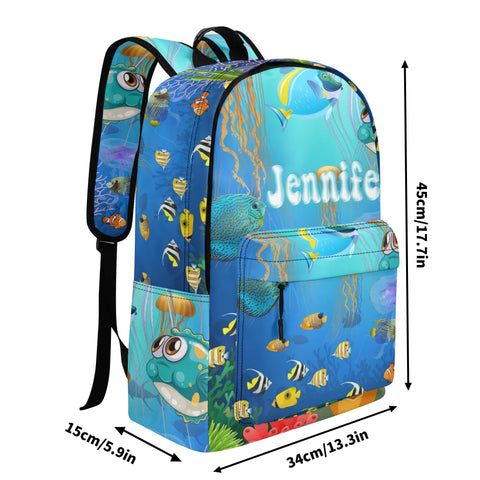 Image of Personalized Kids Backpack and Lunch Box Set, Custom Name Sea Animals Backpack With Lunch Box, School Backpacks Matching Combo