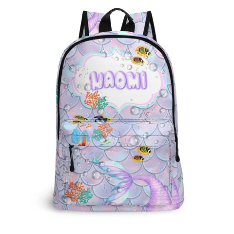 Image of Personalized Kids Backpack and Lunch Box Set, Custom Name Mermaid Girls Backpack With Vertical Lunch Box, School Backpacks Matching