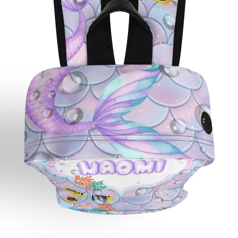 Image of Personalized Kids Backpack and Lunch Box Set, Custom Name Mermaid Girls Backpack With Vertical Lunch Box, School Backpacks Matching