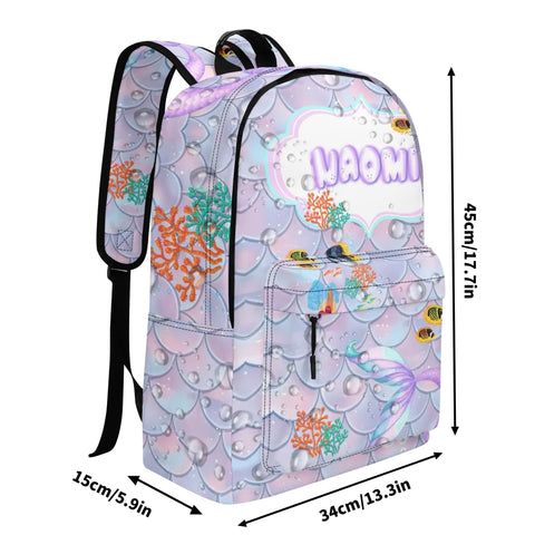 Image of Personalized Kids Backpack and Lunch Box Set, Custom Name Mermaid Girls Backpack With Vertical Lunch Box, School Backpacks Matching