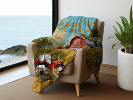 Personalized Thanksgiving Blanket, Custom Thanksgiving Greeting Vintage Blanket, Farm House Blanket, Corn Field Turkey Blanket, Thanksgiving Gift