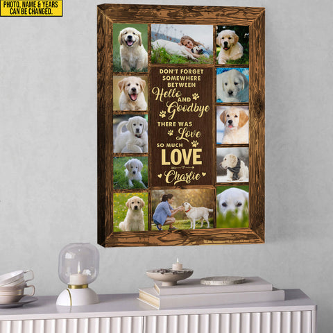 Image of Personalized Pet Memorial Photo Canvas, Between Hello And Goodbye Dog Cat Memorial Canvas, Pet Loss Gifts, Sympathy Gift For Loss of Dog