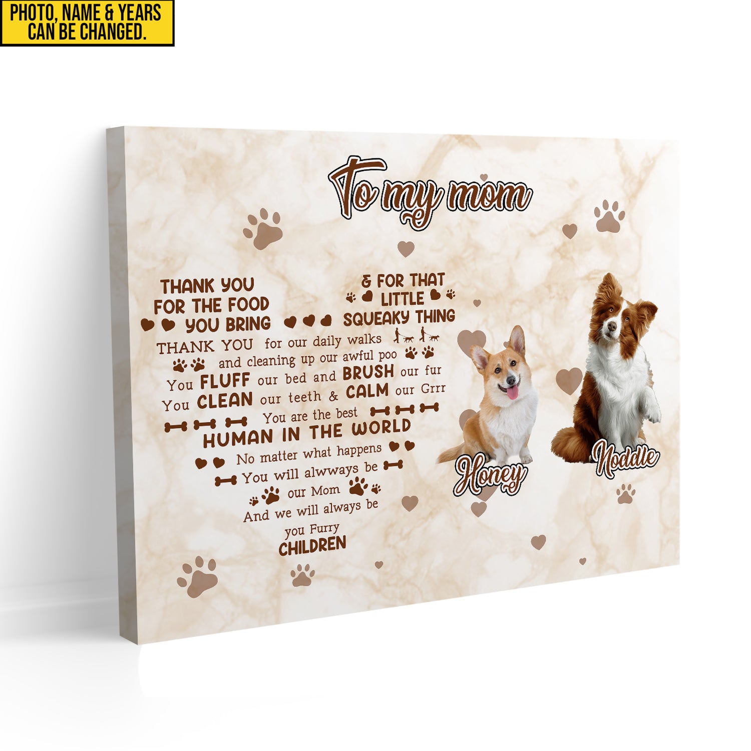 Personalized To My Mom Dog Photo Canvas, Custom Pet Canvas, Dog Lovers Wall Art, Mother's Day Gift For Dog Mom