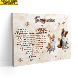 Personalized To My Mom Dog Photo Canvas, Custom Pet Canvas, Dog Lovers Wall Art, Mother's Day Gift For Dog Mom