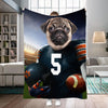 Personalized Name & Photo Football Pet Blanket, Chicago Football Dog Cat Blanket, Sport Blanket, Football Lover Gift