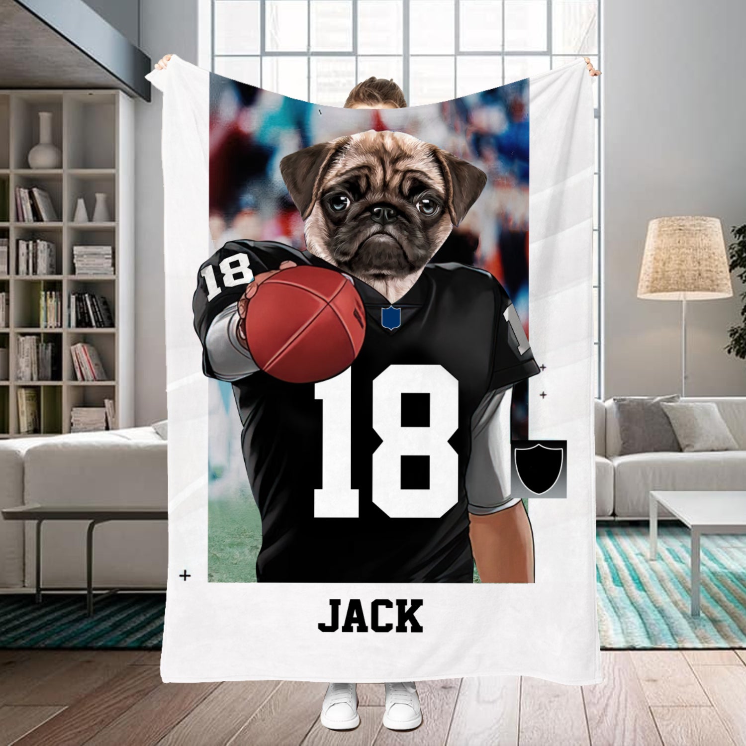 Personalized Name & Photo Football Pet Blanket, Las Vegas Raiders Dog Dog Cat Blanket, Sport Blanket, Football Lover Gift