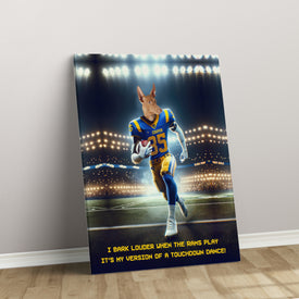 Personalized Football Pet Portrait, R.A.MS Football Dog Cat Portrait, Custom Pet Canvas Poster, Football Lovers’ Gift, Digital Download