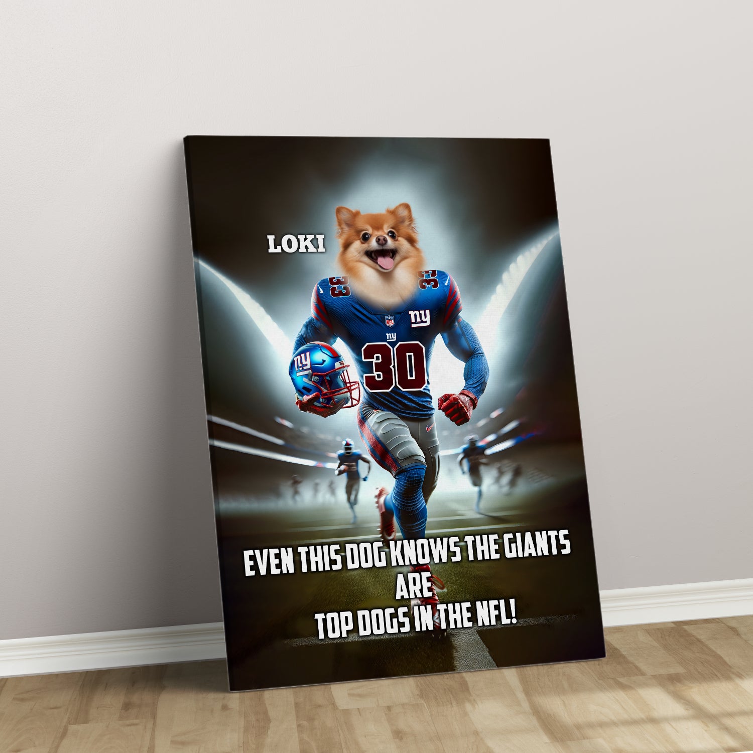 Personalized Football Pet Portrait, New York Football Dog Cat Portrait, Custom Pet Canvas Poster, Football Lovers’ Gift, Digital Download