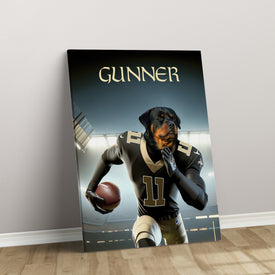 Personalized Football Pet Portrait, New Orleans Football Dog Cat Portrait, Custom Pet Canvas Poster, Football Lovers’ Gift, Digital Download