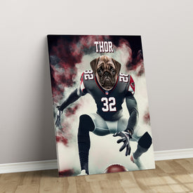 Personalized Football Pet Portrait, Atlanta Football Dog Cat Portrait, Custom Pet Canvas Poster, Football Lovers’ Gift, Digital Download