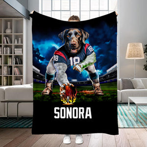 Personalized Name & Photo Football Pet Blanket, Houston Texans Dog Cat Blanket, Sport Blanket, Football Lover Gift