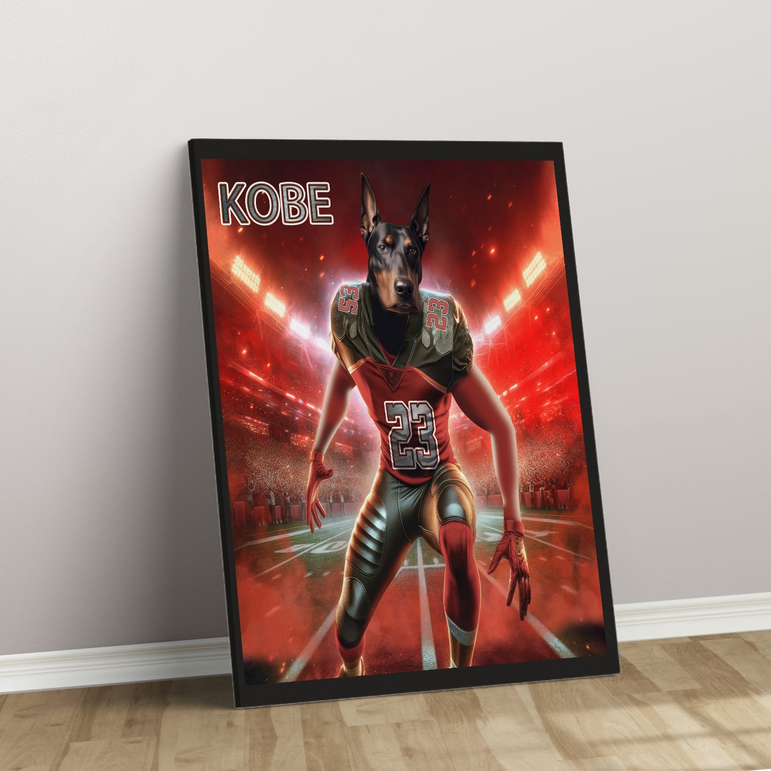 Personalized Football Pet Portrait, Tampa Bay Football Dog Cat Portrait, Custom Pet Canvas Poster, Football Lovers’ Gift, Digital Download