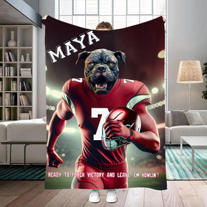 Personalized Name & Photo Football Pet Blanket, Arizona Cardinals Dog Cat Blanket, Sport Blanket, Football Lover Gift