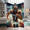 Personalized Name & Photo Football Pet Blanket, NCAA Texas Longhorns Dog Cat Blanket, Sport Blanket, Football Lover Gift