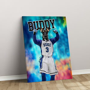 Personalized Football Pet Portrait, Duke Football Dog Cat Portrait, Custom Pet Canvas Poster, Football Lovers’ Gift, Digital Download