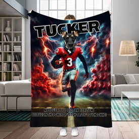 Personalized Name & Photo Football Pet Blanket, NCAA Georgia Bulldogs Dog Cat Blanket, Sport Blanket, Football Lover Gift