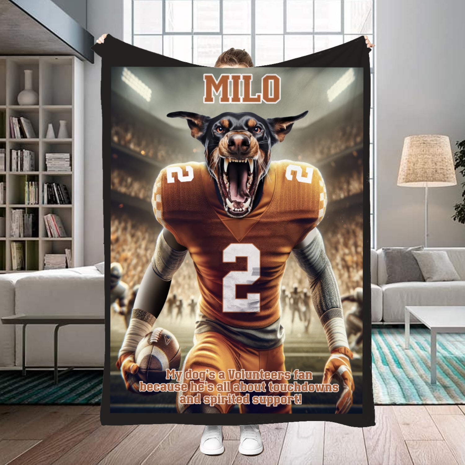 Personalized Name & Photo Football Pet Blanket, NCAA Tennessee Volunteers Dog Cat Blanket, Sport Blanket, Football Lover Gift