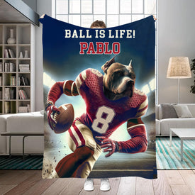 Personalized Name & Photo Football Pet Blanket, NCAA Indiana Hoosiers Dog Cat Blanket, Sport Blanket, Football Lover Gift