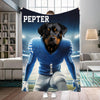 Personalized Name & Photo Football Pet Blanket, NCAA Kentucky Wildcats Dog Cat Blanket, Sport Blanket, Football Lover Gift