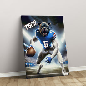 Personalized Football Pet Portrait, Buffalo Football Dog Cat Portrait, Custom Pet Canvas Poster, Football Lovers’ Gift, Digital Download
