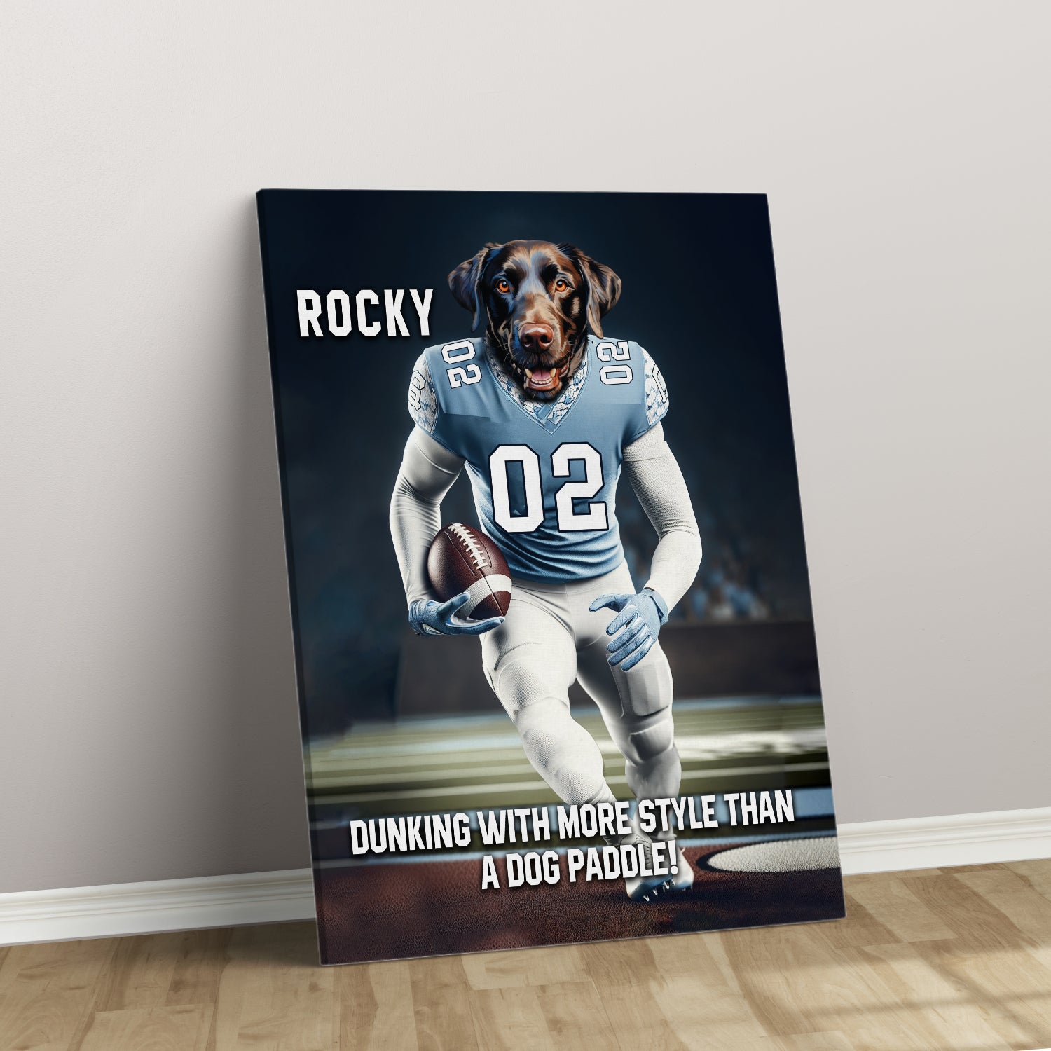 Personalized Football Pet Portrait, North Carolina Football Dog Cat Portrait, Custom Pet Canvas Poster, Football Lovers’ Gift, Digital Download