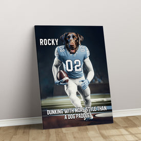 Personalized Football Pet Portrait, North Carolina Football Dog Cat Portrait, Custom Pet Canvas Poster, Football Lovers’ Gift, Digital Download