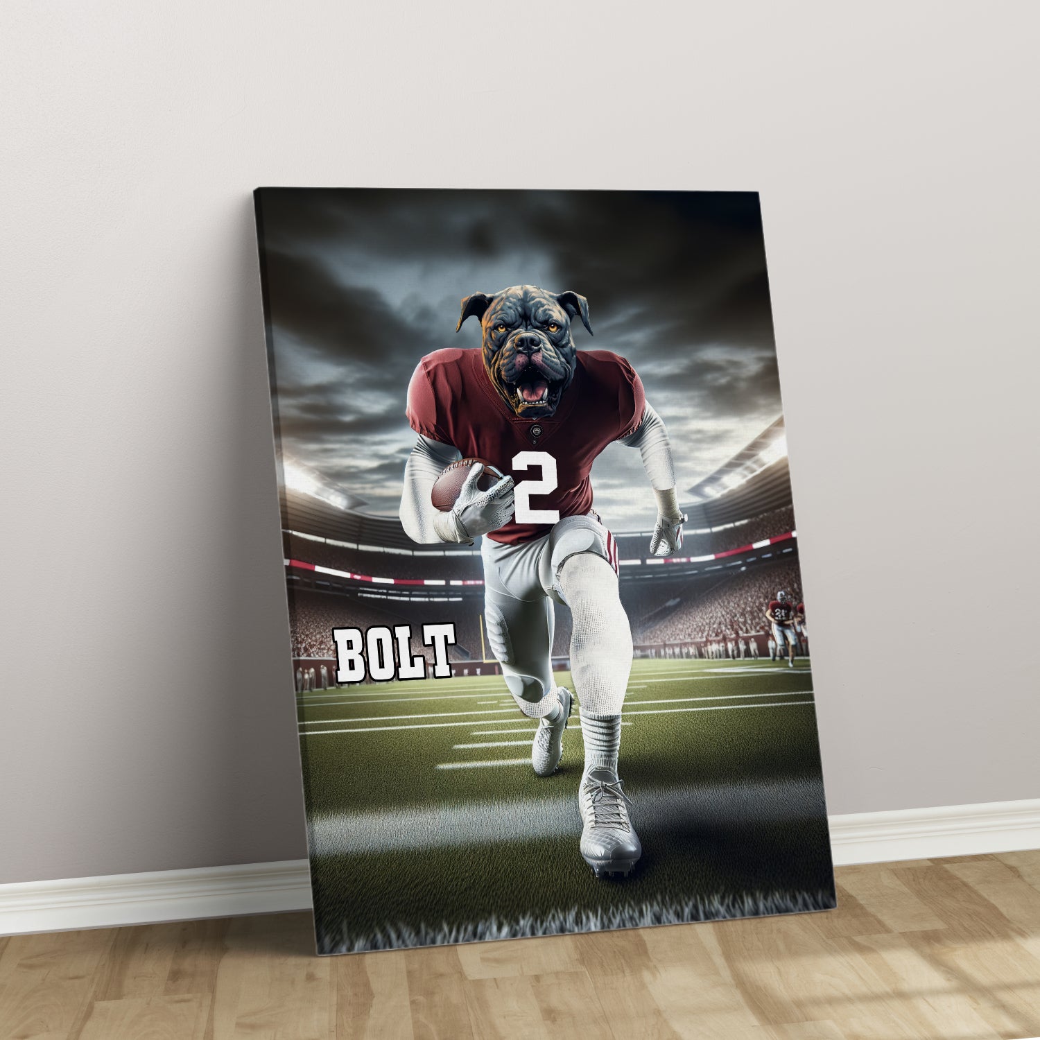 Personalized Football Pet Portrait, Alabama Football Dog Cat Portrait, Custom Pet Canvas Poster, Football Lovers’ Gift, Digital Download