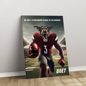 Personalized Football Pet Portrait, Louisville Football Dog Cat Portrait, Custom Pet Canvas Poster, Football Lovers’ Gift, Digital Download