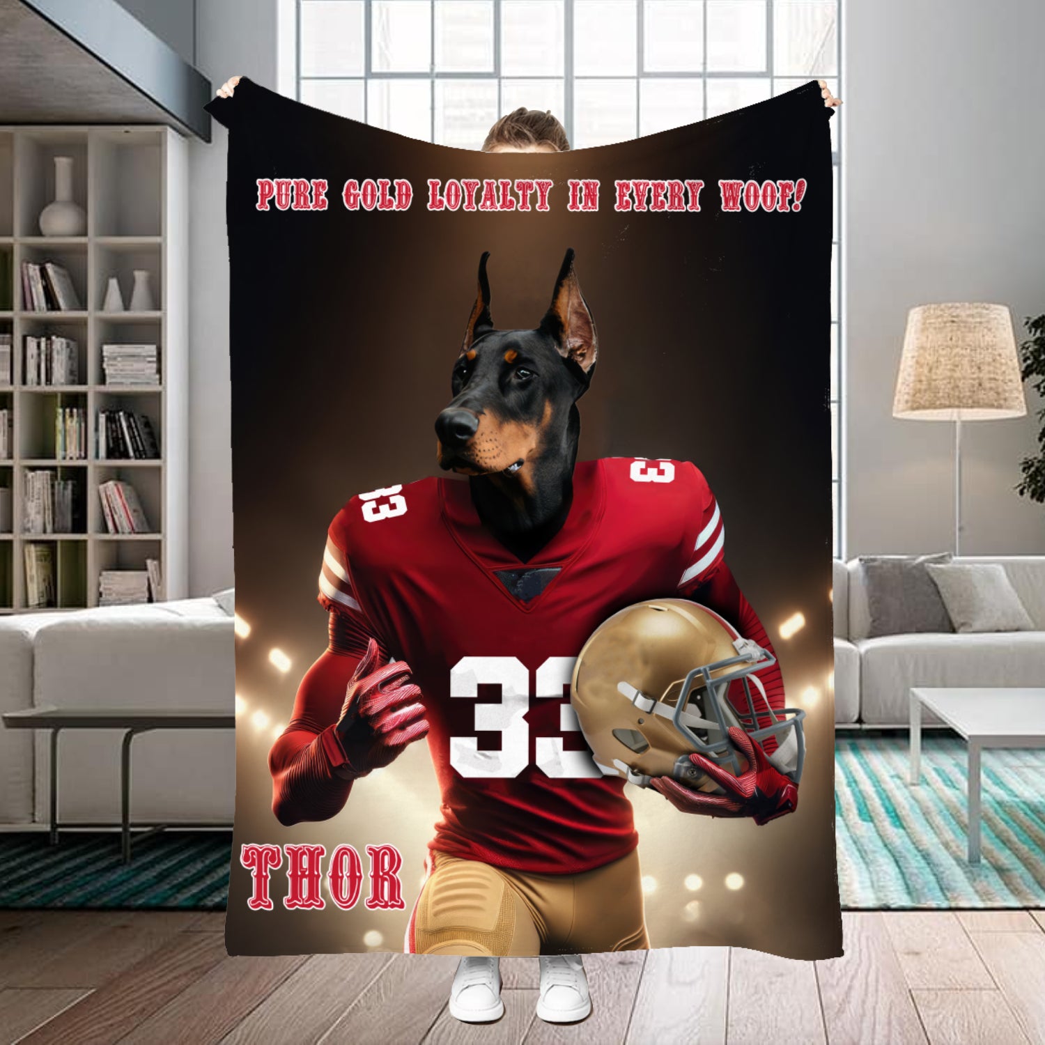 Personalized Name & Photo Football Pet Blanket, San Francisco 49 ers Dog Cat Blanket, Sport Blanket, Football Lover Gift