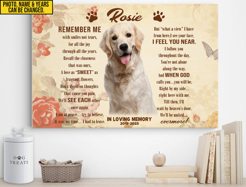 Image of Personalized Pet Memorial Photo Canvas, Remember Me Dog Cat Canvas, Sympathy Gifts, Dog Gifts, Memorial Pet Photo Gift