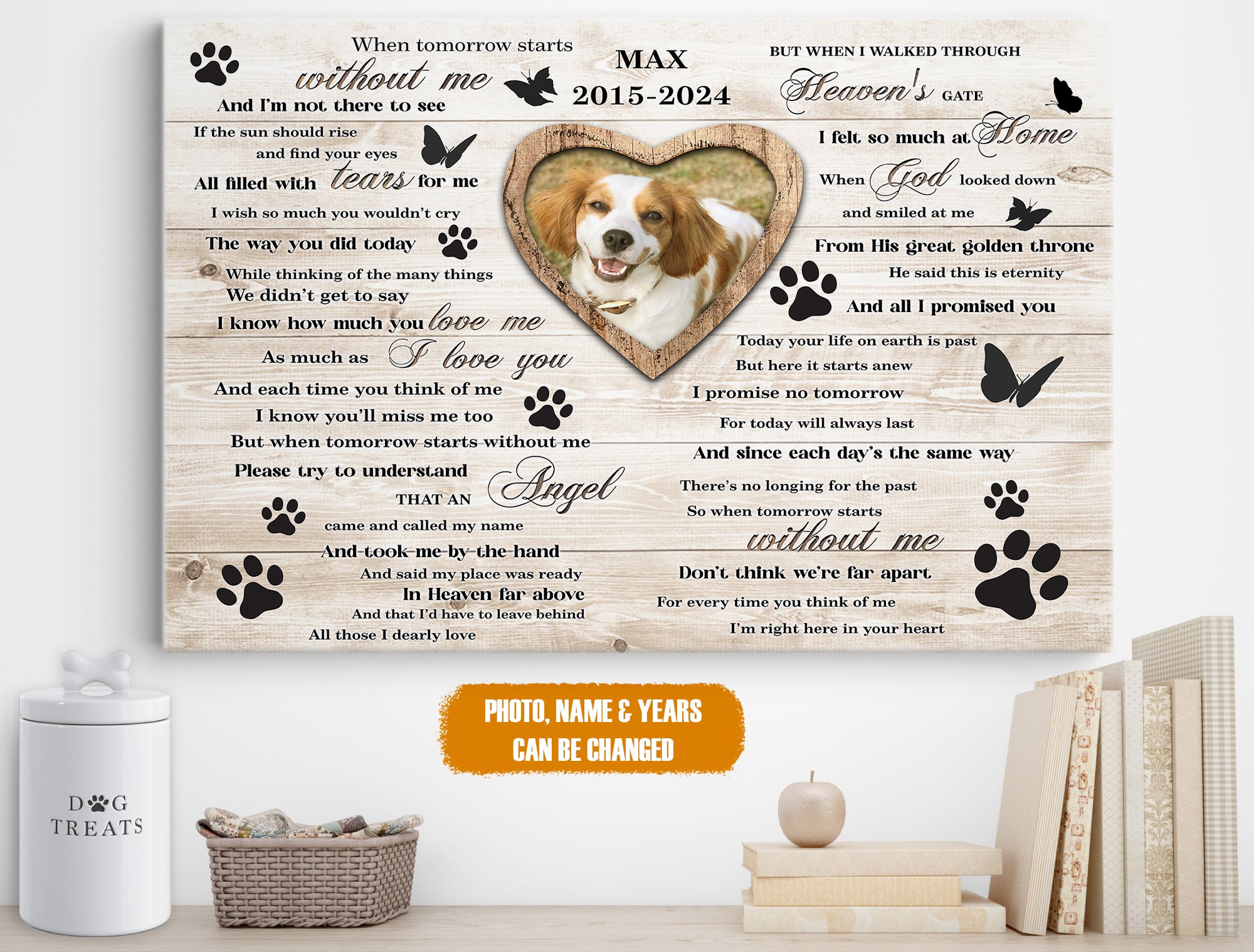 Personalized Pet Memorial Photo Canvas, When Tomorrow Starts Without Me Dog Cat Wall Art, Custom Pet Sympathy Gifts, Dog Loss Gift