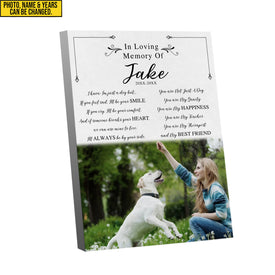 Personalized Pet Memorial Photo Canvas, I Know I’m Just A Dog Canvas, Pet Memorial Wall Art, Sympathy Gift For Loss of Dog