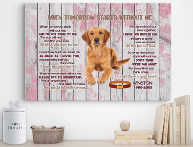 Personalized Pet Memorial Photo Canvas, When Tomorrow Starts Without Me Dog Cat Canvas, Dog Loss Gifts, Pet Memorial Gifts