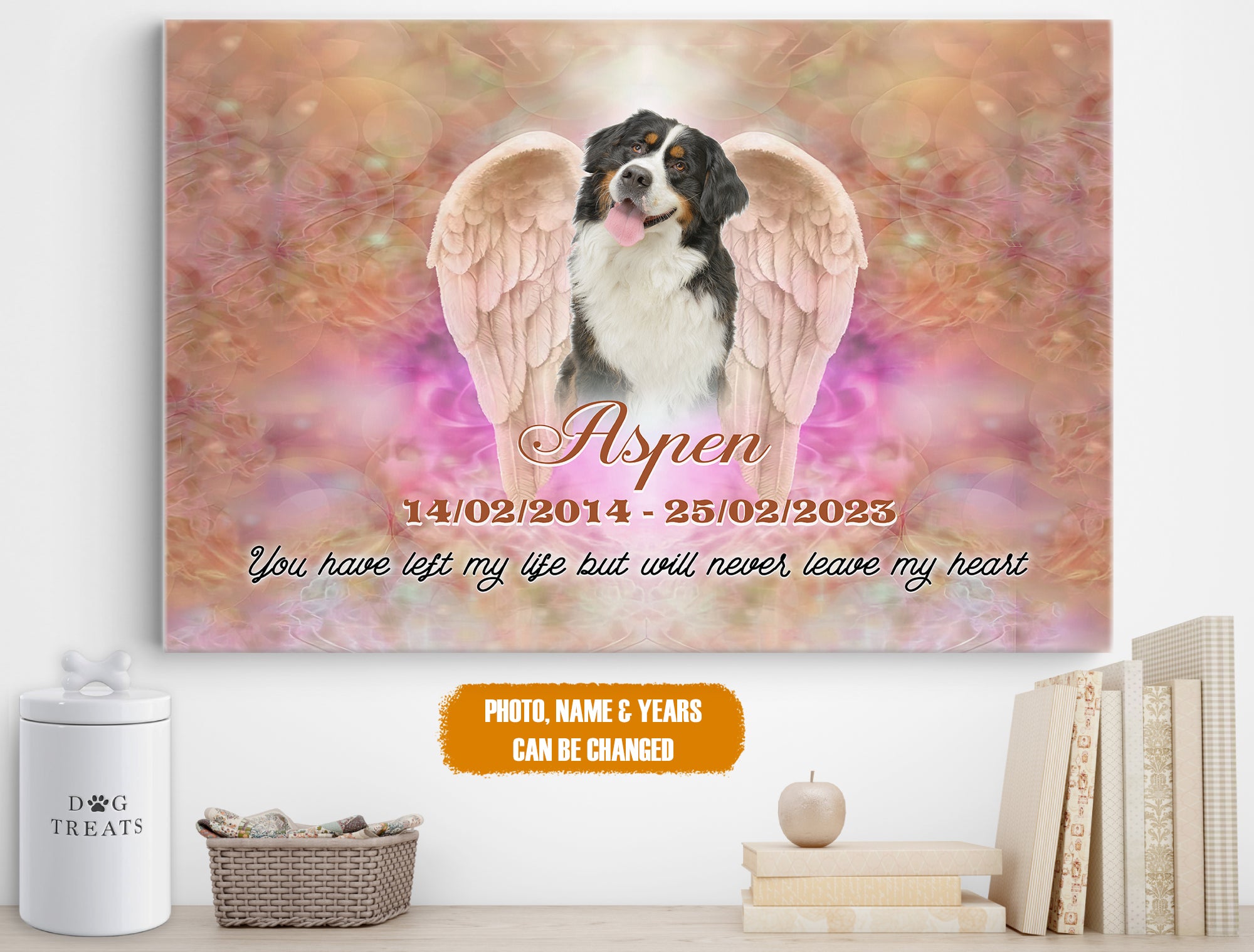 Personalized Pet Memorial Photo Canvas, You Have Left My Life Canvas, Pet Wings Sympathy Gifts, Dog Gifts