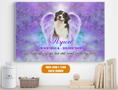 Personalized Pet Memorial Photo Canvas, You Have Left My Life Canvas, Pet Wings Sympathy Gifts, Dog Gifts