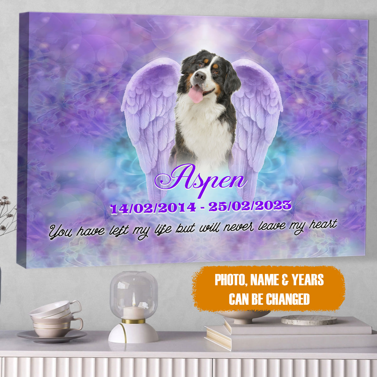 Personalized Pet Memorial Photo Canvas, You Have Left My Life Canvas, Pet Wings Sympathy Gifts, Dog Gifts